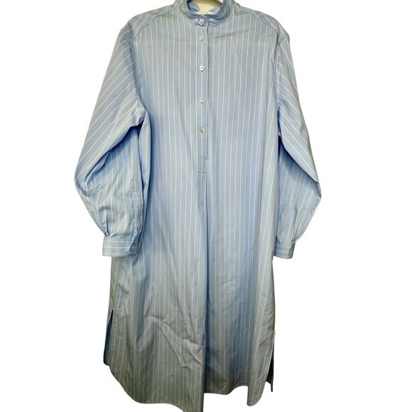 NWT The Row Karl Blue & White Stripe Long Sleeve Shirt Dress L - Picture 1 of 15